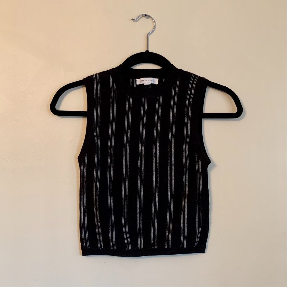 Boutique Striped Tank Black and White Sweater